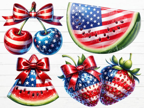 Download 4 July Cherries Strawberries Watermelon - Premium Bundle