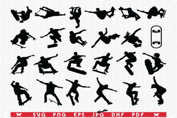 Download SVG Skate Jumpers, Black Silhouettes - Silhouette Collection