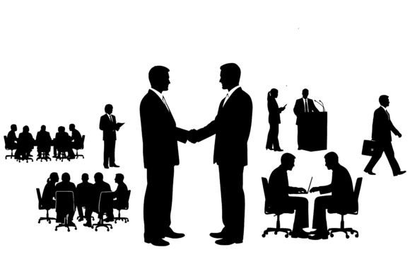 Download Business People Silhouettes Shaking Hand - Silhouette Collection