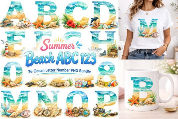 Download Summer Beach Alphabet Letters PNG Bundle - Letter Collection