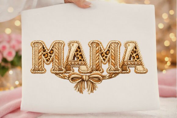 Download Mama Girly Bow Leopard Faux Yarn Png - Girl Collection