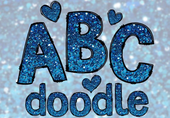 Download Blue Glitter Doodle Letters PNG Alphabet - Letter Collection