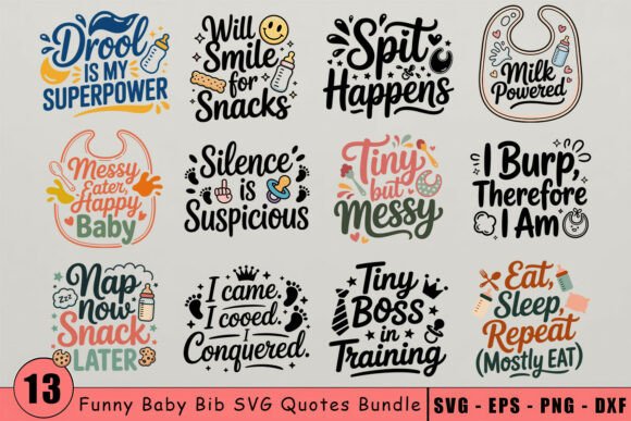Download Funny Baby Bib Quotes SVG Bundle - Quote Collection