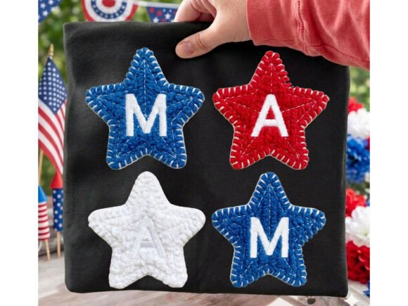 Download Mama Star Patch Letters Tshirt Png - Letter Collection