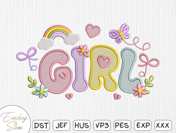 Download Cute Baby Girl Embroidery Design - Girl Collection