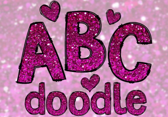 Download Hot Pink Glitter Doodle Letters PNG - Letter Collection