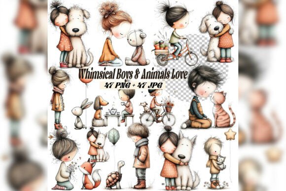Download Whimsical Girl &amp; Dog Love Clipart Sweet - Girl Collection